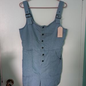 🍁Blāshe Light Blue Denim Button-Up Romper